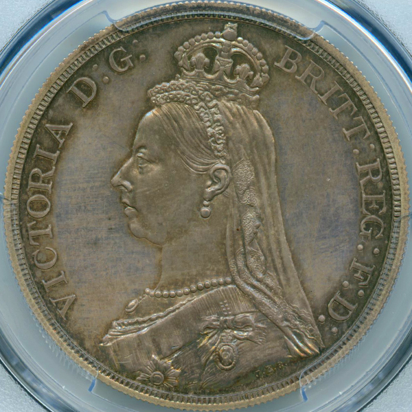 イギリス ヴィクトリア ジュビリーヘッド 1887年 クラウン 銀貨 PCGS