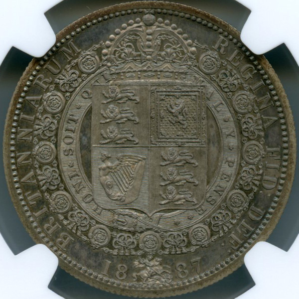 イギリス ヴィクトリア ジュビリーヘッド 1887年 1/2クラウン 銀貨 NGC